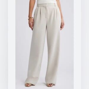 Open Edit The Icon Trousers Wide-Leg Pleated High-Waist Light Beige Pants NWOT